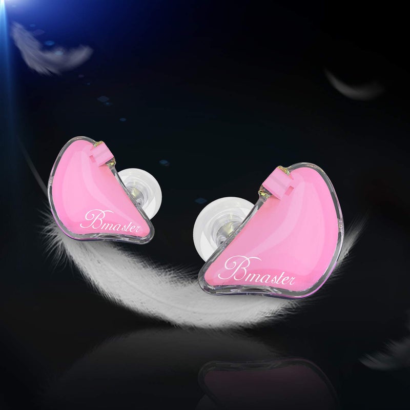BASN Bmaster in Ear Monitor Headphones Triple Driver Earphones with Two Detachable MMCX Cable Fit in Ear Suitable for Audio Musician Drummer(Pink) - Image 3